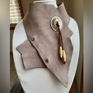 Gray Suede Neck Wrap